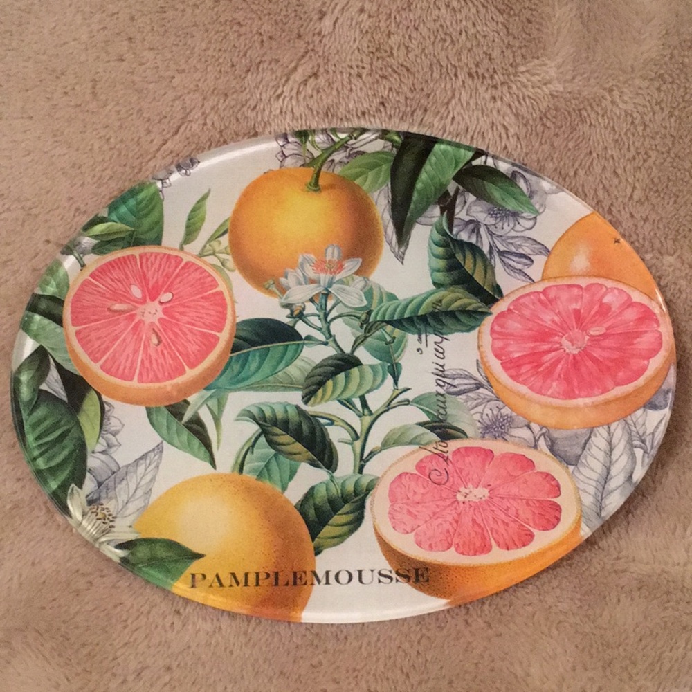 Citrus Glass Oval Trinket Soap Dish NWOT